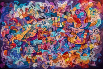 Fototapeta na wymiar Colorful pieces illustrating personal experiences with epilepsy. Generative AI