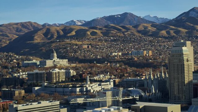 Aerial Shot Of Salt Lake City, Utah