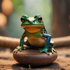 frog on the stone in the forest
