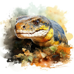watercolor Chameleon Teaclipart, Generative Ai