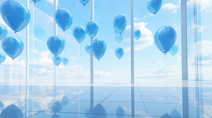 View of blue balloons