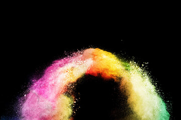 abstract powder splatted background,Freeze motion of color powder exploding and throwing color...