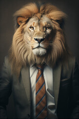 portrait of a successful business lion businessman