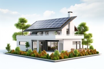 a solar panel with a house 