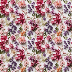 Fototapeta premium wild flower seamless pattern. summer meadow flowers on white background.
