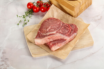 Uncooked raw beef steak for grill