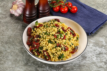 Vegetarian Pasta ptitim with vegetables