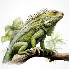 watercolor Chameleon Teaclipart, Generative Ai