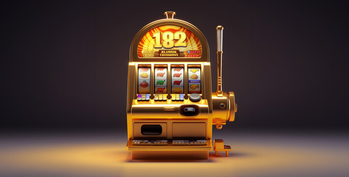 slot machine with chips, winning slot machine in casino