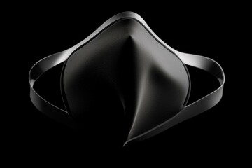 Protective 3D mask for virus prevention isolated on black background. Generative AI