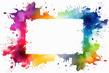 frame with bright strokes and paint stains. mockup made of watercolors on a white background. colorful prints