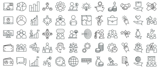 Management icon set. related to business process, team work and human resource management vector illustration