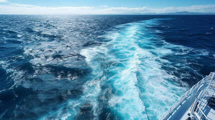 Waves boating top view marine cruise - obrazy, fototapety, plakaty