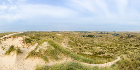 Panorama of dunes and summer house area at Sønderho, Fanø