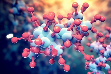 Illustration of a molecule used as an antibiotic drug. Generative AI