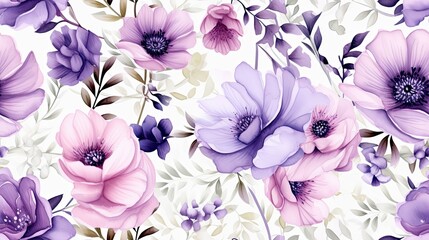floral watercolor flowers pattern vector illustration  - obrazy, fototapety, plakaty