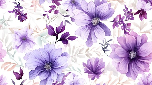 floral watercolor flowers pattern vector illustration 