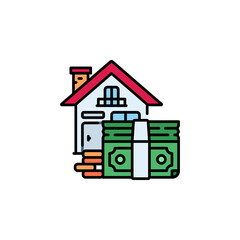 buy house vector icon. real estate icon filled line style. perfect use for logo, presentation, website, and more. modern icon design color line style