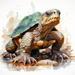 Naklejka premium watercolor Tortoise dragon clipart, Generative Ai