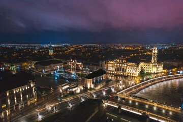 Oradea romania tourism aerial a captivating aerial view of a historic European city illuminated at night