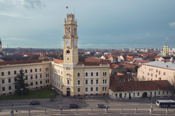 Oradea romania tourism aerial a breathtaking night skyline of a historic European city, showcasing...