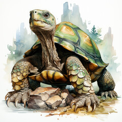 Naklejka premium watercolor Tortoise dragon clipart, Generative Ai