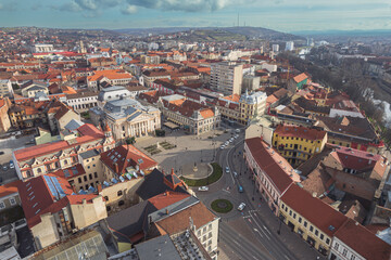 Fototapeta premium Aerial art nouveau historical an aerial view of Oradea showcasing its historic and art nouveau architecture incity Oradea, Bihor, Romania