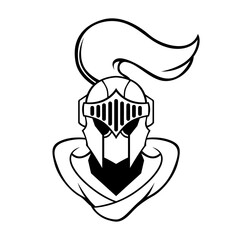 Knight Warrior Vector Black And White Logo Design Mascot template