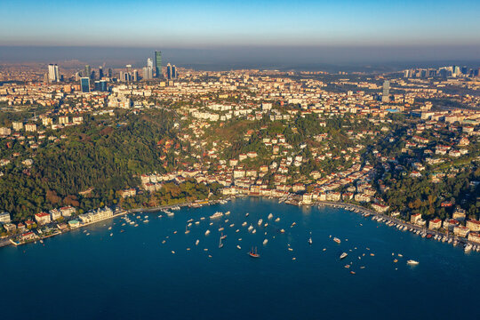Aerial view of Bebek on the Bosphorus, Istanbul, Turkey.