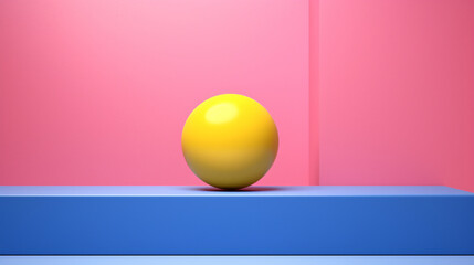 Yellow ball falling from the blue rectangle