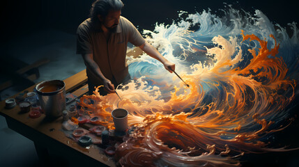 artist creating art in his world of phantasy
