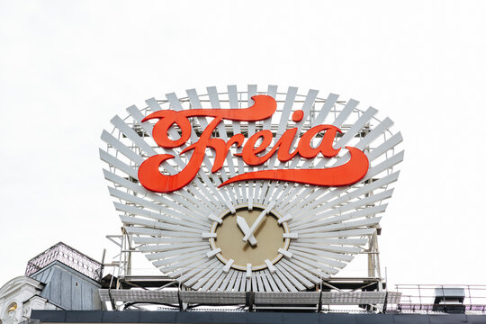 Freia company sign in the Oslo town center. 