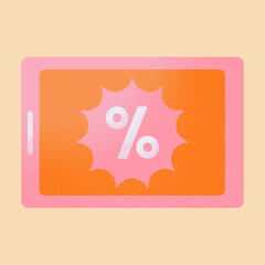 Shopping cute characters. Orange online shop discount sticker.