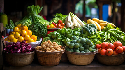 Fresh fruit and vegetable stall at the bazaar