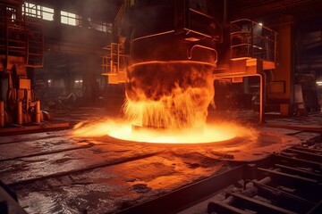 intense steel melting in advanced facility. Generative AI