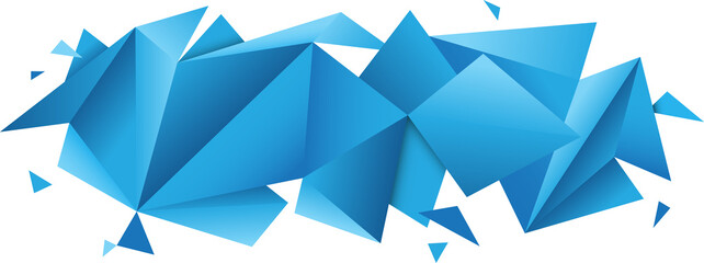 Blue geometric abstract background composed of triangles with copy space