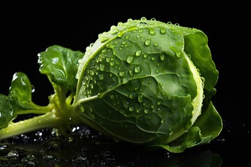 vegetable brussels sprout on isolated black background