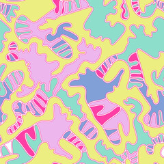 Abstract seamless colorful artwork with wave psychedelic shapes