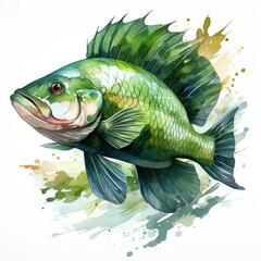 watercolor Tilapia dragon Teaclipart, Generative Ai