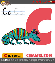 letter C from alphabet with cartoon chameleon animal