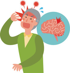 脳の病気で頭に痛みを感じる高齢男性