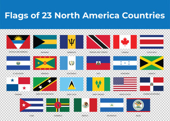 Flags of 12 North America Countries