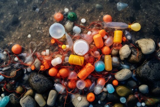 Oceanic litter: drifting plastic pollutants. Generative AI