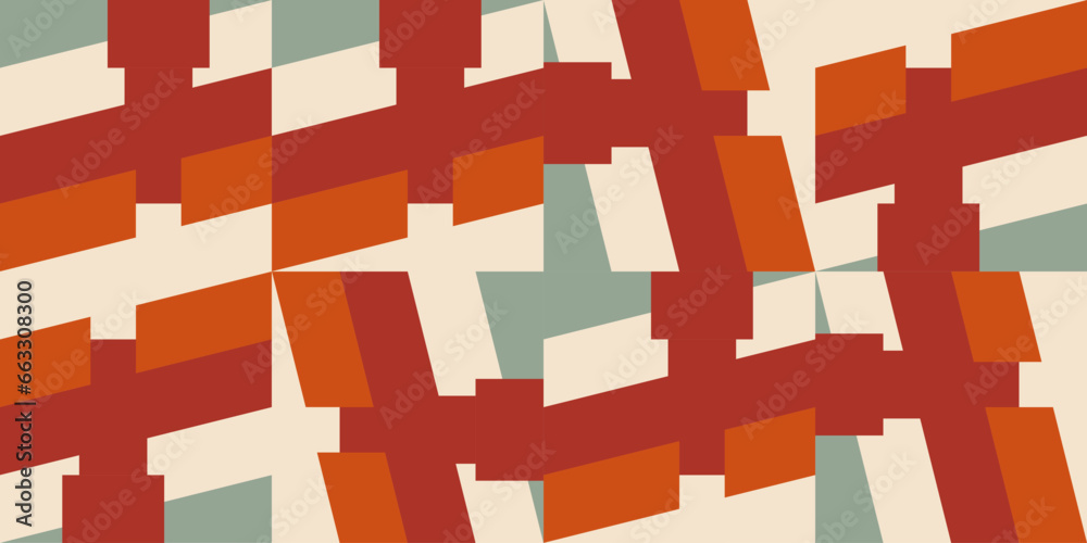 Aufkleber Modern vector abstract  geometric background with rectangles and squares  in retro scandinavian style. Pastel colored simple shapes graphic diagonal pattern. Abstract mosaic artwork.