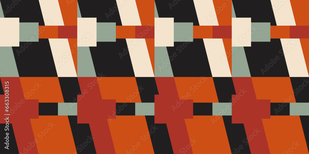 Aufkleber Modern vector abstract  geometric background with rectangles and squares  in retro scandinavian style. Pastel colored simple shapes graphic diagonal pattern. Abstract mosaic artwork.