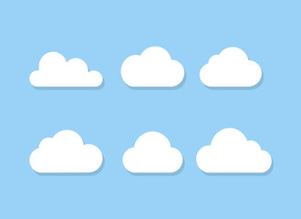 Cloud sticker clipart vector set, flat design