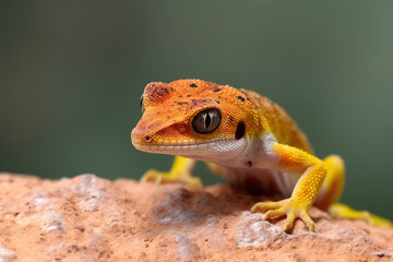Small frog on a rock in a tropical rainforest. 