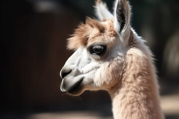 Obraz premium Profile of a llama head. Andean wildlife photography 