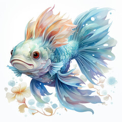 Obraz premium watercolor Tilapia dragon Teaclipart, Generative Ai
