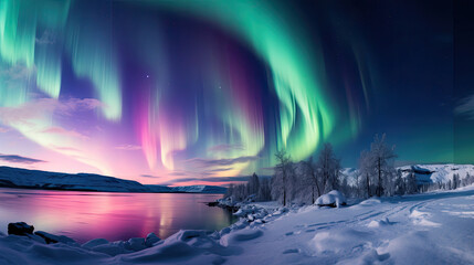 Snow-Covered Landscapes Northern Lights